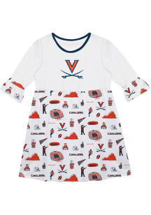 Vive La Fete Virginia Cavaliers Toddler White Impressions Long Sleeve Dress