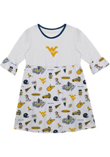 Vive La Fete West Virginia Mountaineers Toddler White Impressions Long Sleeve Dress