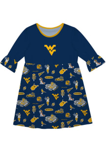 Vive La Fete West Virginia Mountaineers Toddler Blue Impressions Long Sleeve Dress