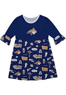 Vive La Fete Montana State Bobcats Toddler Blue Impressions Long Sleeve Dress