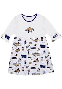 Vive La Fete Montana State Bobcats Toddler White Impressions Long Sleeve Dress