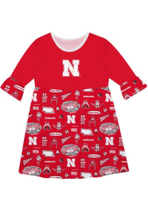 Toddler Nebraska Cornhuskers Red Vive La Fete Impressions Long Sleeve Dress