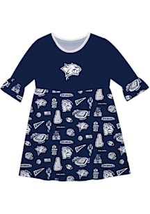 Vive La Fete New Hampshire Wildcats Toddler Blue Impressions Long Sleeve Dress