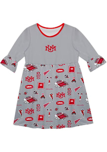 Vive La Fete New Mexico Lobos Toddler Grey Impressions Long Sleeve Dress