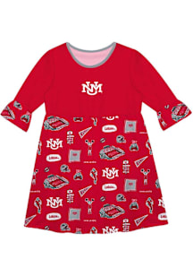 Vive La Fete New Mexico Lobos Toddler Red Impressions Long Sleeve Dress