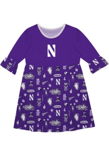 Toddler Northwestern Wildcats Purple Vive La Fete Impressions Long Sleeve Dress