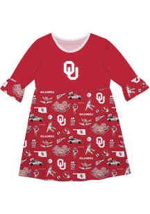 Vive La Fete Oklahoma Sooners Toddler Red Impressions Long Sleeve Dress