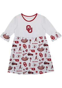 Vive La Fete Oklahoma Sooners Toddler White Impressions Long Sleeve Dress