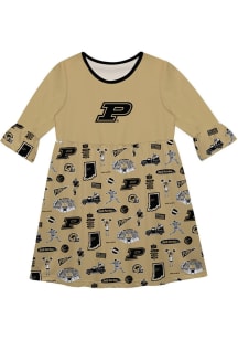 Toddler Purdue Boilermakers Gold Vive La Fete Impressions Long Sleeve Dress