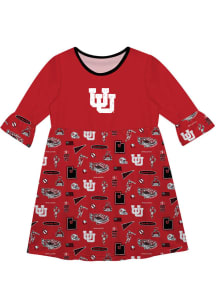 Vive La Fete Utah Utes Toddler Red Impressions Long Sleeve Dress