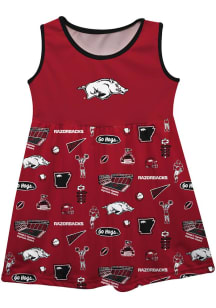 Vive La Fete Arkansas Razorbacks Toddler Girls Red Impressions Short Sleeve Dress