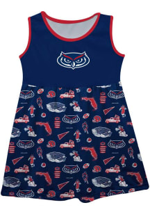 Vive La Fete Florida Atlantic Owls Toddler Girls Blue Impressions Short Sleeve Dress