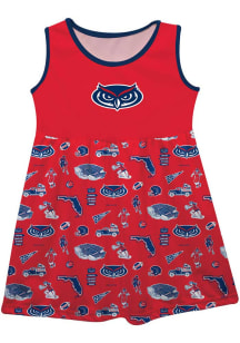 Vive La Fete Florida Atlantic Owls Toddler Girls Red Impressions Short Sleeve Dress