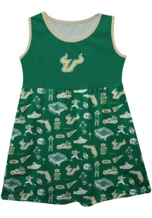 Vive La Fete South Florida Bulls Toddler Girls Green Impressions Short Sleeve Dress