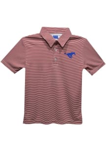 Vive La Fete SMU Mustangs Toddler Red Pencil Stripe Short Sleeve Polo Shirt