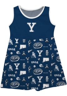 Vive La Fete Yale Bulldogs Toddler Girls Blue Impressions Short Sleeve Dress