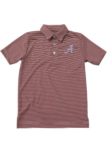 Alabama Crimson Tide Youth Red Pencil Stripe Short Sleeve Polo Shirt