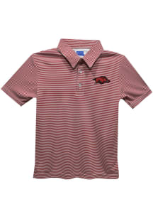 Arkansas Razorbacks Youth Red Pencil Stripe Short Sleeve Polo Shirt