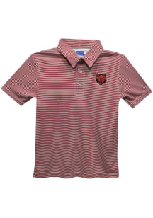 Arkansas State Red Wolves Youth Red Pencil Stripe Short Sleeve Polo Shirt