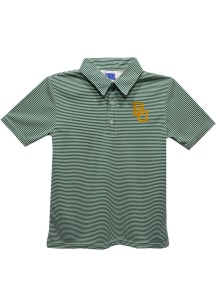 Baylor Bears Youth Green Pencil Stripe Short Sleeve Polo Shirt