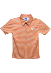 Clemson Tigers Youth Orange Pencil Stripe Short Sleeve Polo Shirt