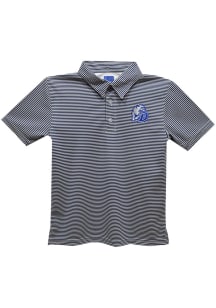 Drake Bulldogs Youth Navy Blue Pencil Stripe Short Sleeve Polo Shirt