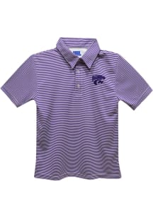 K-State Wildcats Youth Purple Pencil Stripe Short Sleeve Polo Shirt