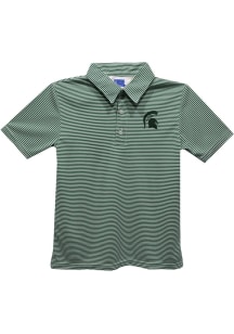 Michigan State Spartans Youth Green Pencil Stripe Short Sleeve Polo Shirt