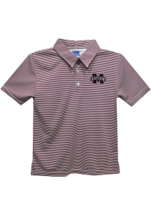 Mississippi State Bulldogs Youth Maroon Pencil Stripe Short Sleeve Polo Shirt