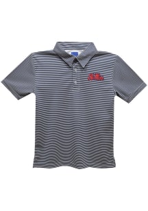 Ole Miss Rebels Youth Navy Blue Pencil Stripe Short Sleeve Polo Shirt