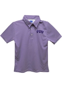 Vive La Fete TCU Horned Frogs Youth Purple Pencil Stripe Short Sleeve Polo Shirt