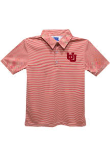 Utah Utes Youth Red Pencil Stripe Short Sleeve Polo Shirt