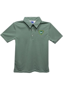 Wayne State Warriors Youth Green Pencil Stripe Short Sleeve Polo Shirt
