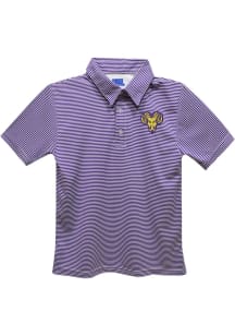 West Chester Golden Rams Youth Purple Pencil Stripe Short Sleeve Polo Shirt
