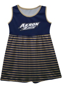 Akron Zips Girls Navy Blue Stripes Short Sleeve Dress