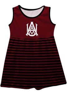 Alabama A&amp;M Bulldogs Girls Maroon Stripes Short Sleeve Dress