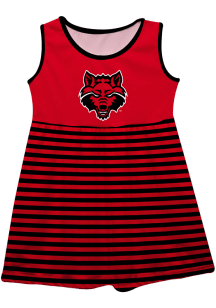 Vive La Fete Arkansas State Red Wolves Girls Red Stripes Short Sleeve Dress