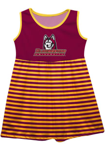 Bloomsburg University Huskies Girls Maroon Stripes Short Sleeve Dress