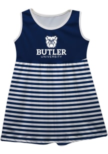 Butler Bulldogs Girls Navy Blue Stripes Short Sleeve Dress