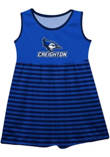 Creighton Bluejays Girls Blue Stripes Short Sleeve Dress