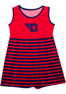 Dayton Flyers Girls Red Stripes Short Sleeve Dress