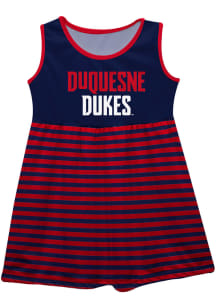 Duquesne Dukes Girls Blue Stripes Short Sleeve Dress