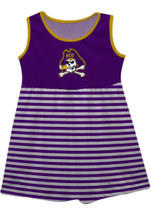 Vive La Fete East Carolina Pirates Girls Purple Stripes Short Sleeve Dress
