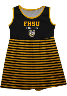 Fort Hays State Tigers Girls Black Stripes Short Sleeve Dress