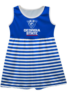 Georgia State Panthers Girls Blue Stripes Short Sleeve Dress