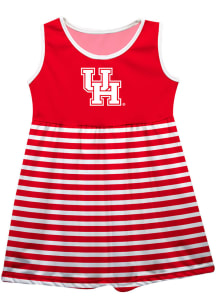Houston Cougars Girls Red Stripes Short Sleeve Dress