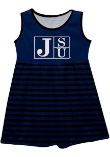 Vive La Fete Jackson State Tigers Girls Blue Stripes Short Sleeve Dress