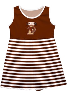 Lehigh University Girls Brown Stripes Short Sleeve Dress