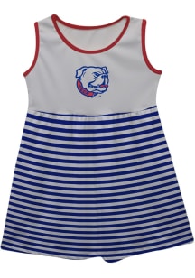 Vive La Fete Louisiana Tech Bulldogs Girls White Stripes Short Sleeve Dress