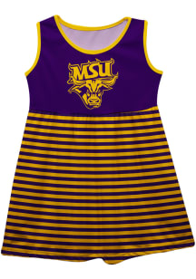 Minnesota State Mavericks Girls Purple Stripes Short Sleeve Dress
